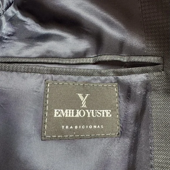 Emilio‎ Yuste Blazer Mens 40R Charcoal Silk Wool Two Button Side Vents Italy